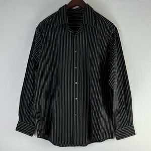 Axist Dress Shirt Black & Gold Striped Size XL